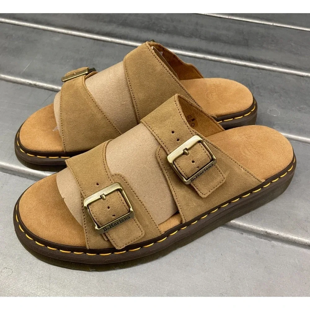 Dr Martens Josef Sandals Mens 12 Savannah Tan Suede Slide‎